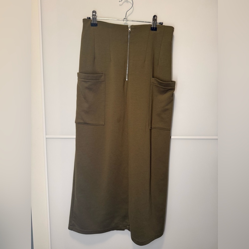 Olive Maxi Skirt with Pockets